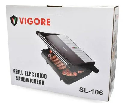 Grill Parrilla Electrica Sandwichera 180 Grado Antiadherente Negro