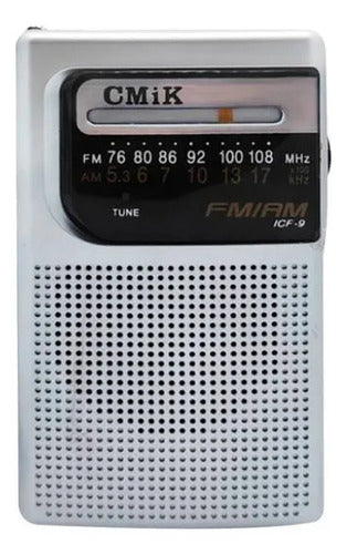 Radio Portátil Cmik Am Fm Bolsillo Pilas Aa Jack 3.5 Mini Gris