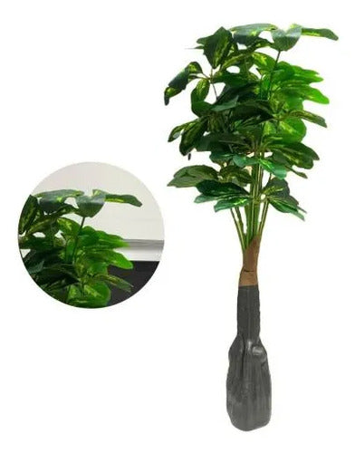 Adorno Planta Artificial Hojas Decoracion Interior 80cm Base Verde Claro