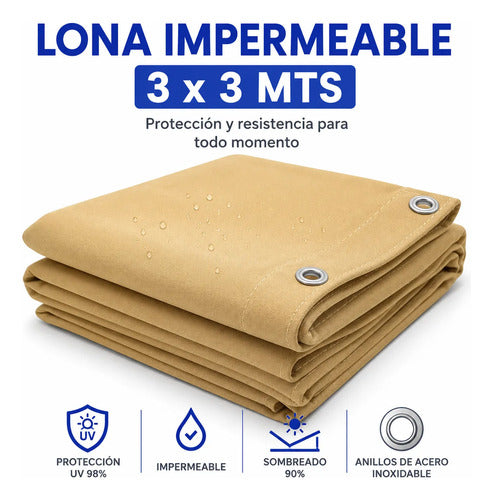 Lona Toldo Impermeable 3x3 Jardin Sombra Exterior Cuadrada Aleatorio - 6 Colores