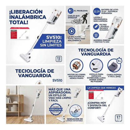 Aspiradora Inalambrica Recargable Baterias Litio Motor Cobre Blanco