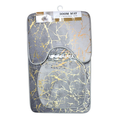 Set De Alfombras Y Cortina De Baño Diseño Marmol 4pcs.