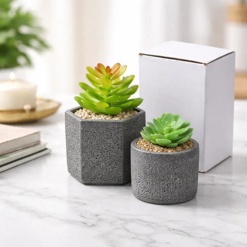 Planta Artificial Maceta Cerámica Decorativa 10cm Verde