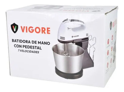 Batidora Mano Pedestal Pie 7 Velocidades Bowl Metalico 2.5l Blanco 50/60 Hz