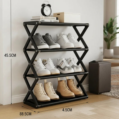 Zapatera Estante Organizador 4 Pisos Acero Pp 42x18.5x49.5cm Negro