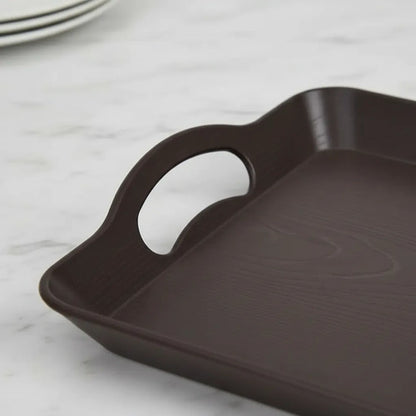Bandeja Plástica Rectangular Asas 42x29cm Liviano Resistente Marrón