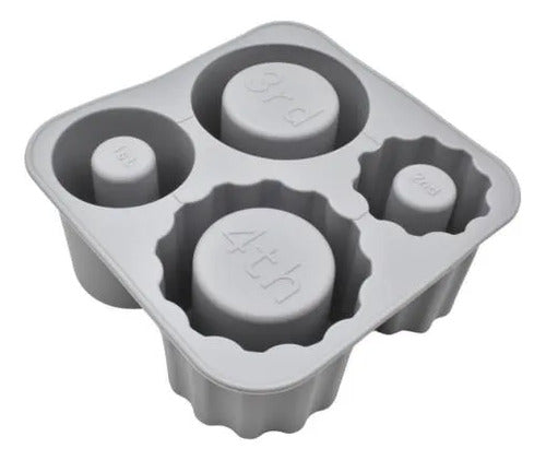 Molde De Silicona Para Hielo Vaso Térmico 4 Ranuras Gris Gris