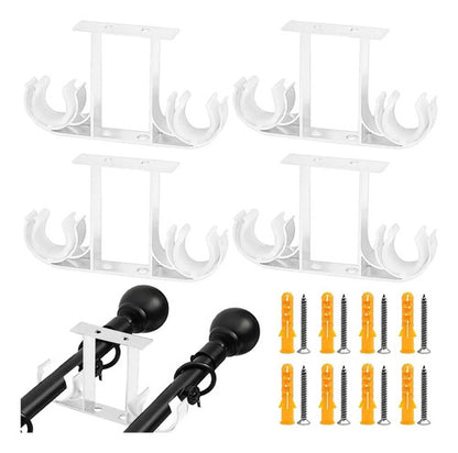 4pcs Soportes Para Barra De Cortina De Aleación De Aluminio Incluye Tornillos De Fijación, Soporte Doble Para Barra De Cortina Para Techocapacidad De Carga: 5 Kg(blanco)