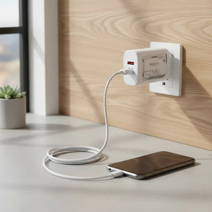 Cargador Rapido 65w Usb C Usb A Cable 8 Pines Celular Ios Blanco