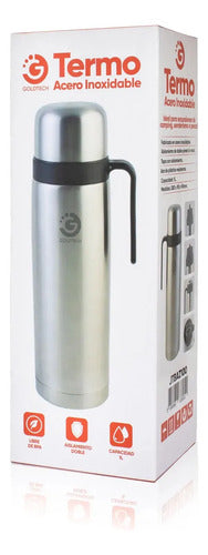 Termo Media Manija 1 L Acero Inoxidable Pico Cebador Plateado