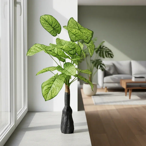Adorno Planta Artificial Hojas Decoracion Interior Plastica Verde Lima