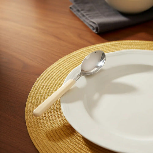 Cucharas Mesa Pack Set X12 Unidades Hogar Cocina Cubiertos Marfil