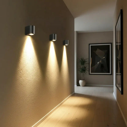 Set X2 Luminaria Pared Lampara Aplique Exterior Foco Luz Led Negro