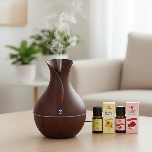 Humidificador Perfumador Ambiente Aromatizador + 2 Aceites Marron/ Marron Claro