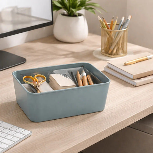 Caja Multiuso Plástica Organizadora Tapa Hogar 35x25x15cm Rosa