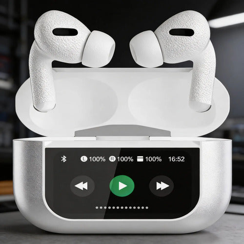 Auriculares Bluetooth Display Táctil Cancelación De Ruido Blanco