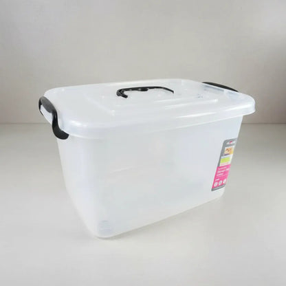 Caja Organizadora Plástica Transparente Tapa 16l Embalaje Blanco