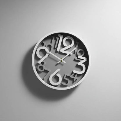 Reloj Pared Redondo Analogico Numeros 3d 25cm Negro Gris Gris