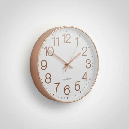 Reloj Pared Analogico Redondo Quartz 30cm Oficina Hogar Champagne Blanco