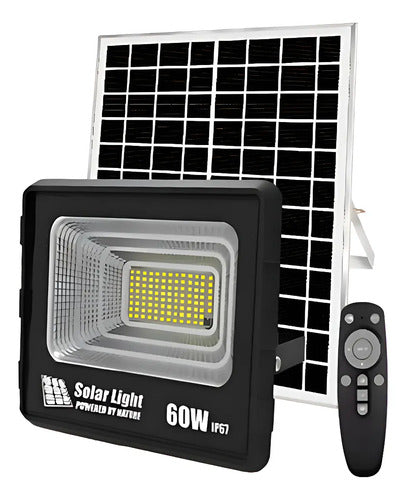 Reflector Foco Solar Led Exterior 60w Con Control Remoto Negro Blanco