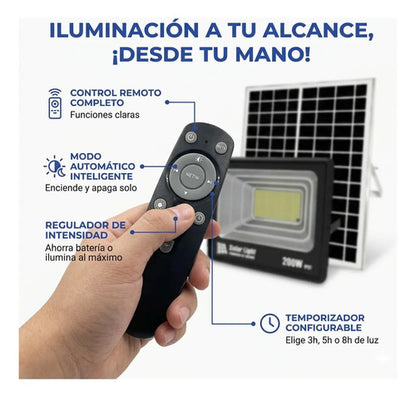 X2 Foco Solar Led Reflector Exterior 100w Con Control Remoto Negro Blanco Frío