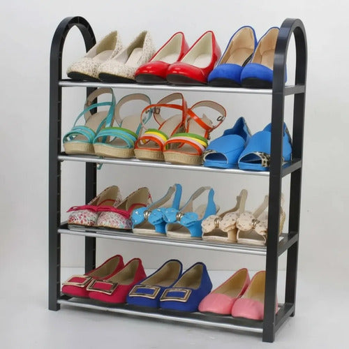 Organizador Estanteria Zapatero 4 Nivel 55x50x18cm Aluminio Negro