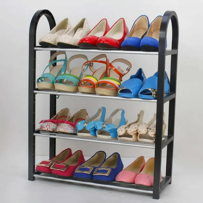 Organizador Estanteria Zapatero 4 Nivel 55x50x18cm Aluminio Negro