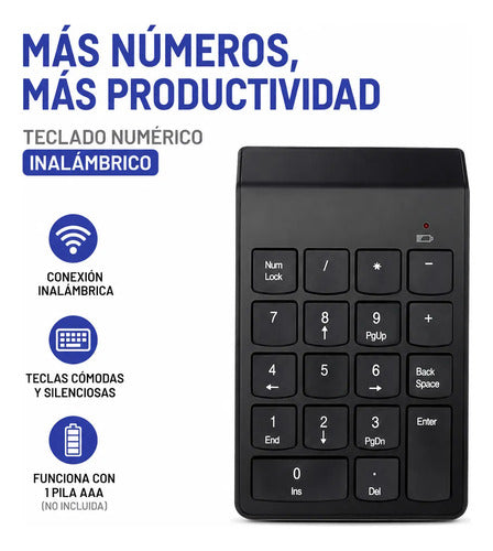 Teclado Pad Numerico Inalambrico Notebook Oficina Contable Negro