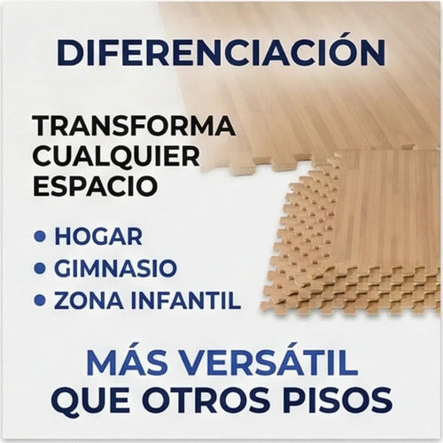 Pack X12 Alfombra Goma Eva Encastrable Simil Madera 60x60