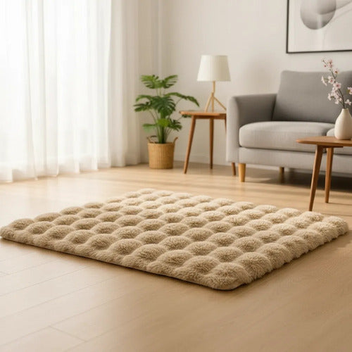 Alfombra Felpa Decorativa Relieves Suave 60x120cm Afelpada 1.2 M 60 Cm Beige