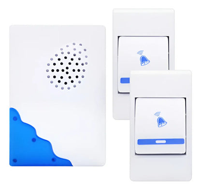 Timbre Inalambrico Exterior Doble Boton Anti Interferencias Blanco