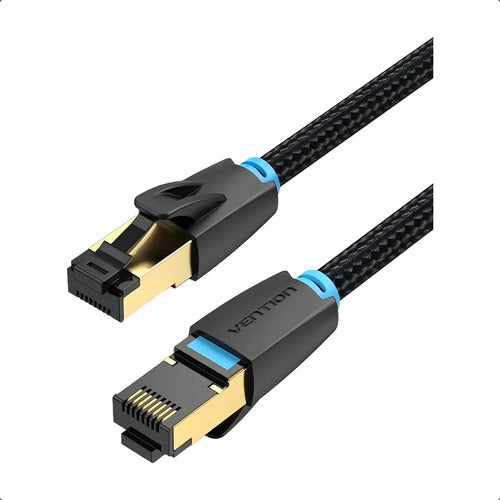 Cable De Red Vention Cat8 Certificado - 1 Metro - Trenzado Blindado - Premium Patch Cord - Sstp Rj45 Ethernet 40gbps - 2000 Mhz - 100% Cobre - Ikgbf