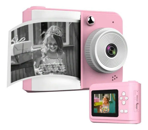 Cámara Infantil Digital Impresora Térmica 1mp Microsd 32gb Rosa
