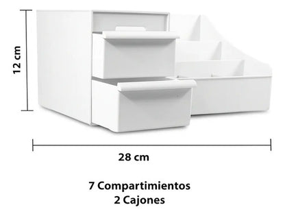 Organizador Maquillaje Cosmeticos Accesorios Plastico Blanco