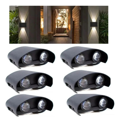 Set X6 Foco Pared Aplique Exterior Luminaria Bidireccional