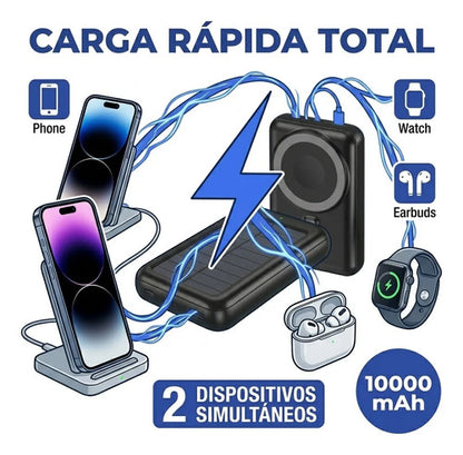 Cargador Portatil Solar Inalambrico 10000 Mah Tipo C Android Negro