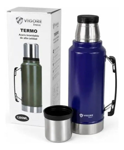Termo Acero Inoxidable Hermético Plegable 1.2l Doble Pared Azul