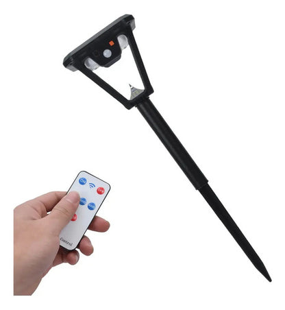 Set X2 Farol Solar Exterior Foco Lampara Led Estaca Jardin Negro