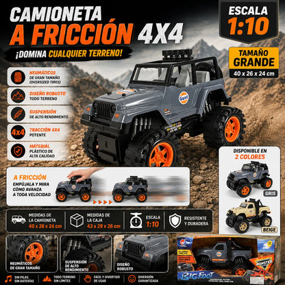 Camioneta 4x4 Todoterreno A Fricción Todoterreno Escala 1:10 Gris 2