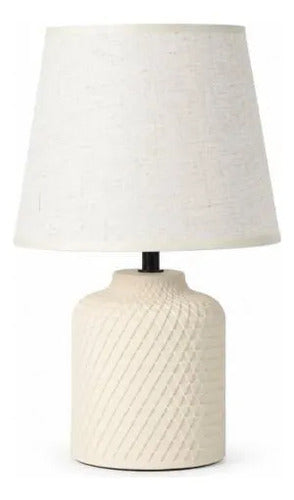 Velador Lámpara Mesa Cerámica Texturizada E27 33cm Crema