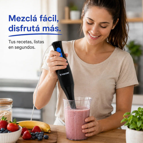 Mixer Licuadora Batidora Mano Mixer Multiuso 2 Velocidades Negro