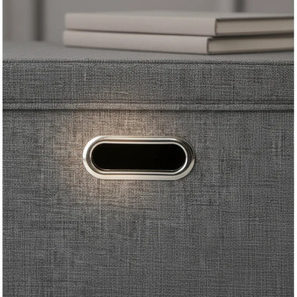 Caja Organizadora Plegable Tela Con Asas Tapa 38x25x25cm Gris