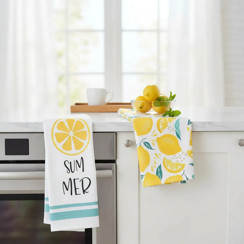 Set Kit Repasadores De Cocina Microfibra Pack X2 44x70 Cm Aleatorio