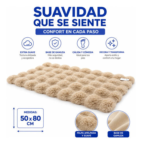 Alfombra Suave Base Gamuza Felpa Relieve 50x80cm Dormitorio 80 M 50 M Beige