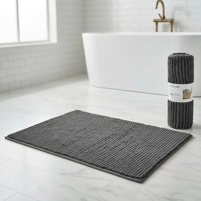 Alfombra Absorbente Suave Poliéster Baño 50x80 Cm Carpetas Gris