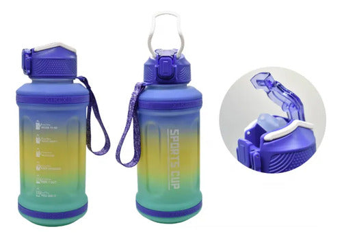 Botella Agua Deportiva Pico Silicona Marcador Motivacional Naranja