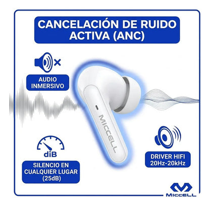 Auriculares Inalambricos Bluetooth Pantalla Led Ios Android Blanco