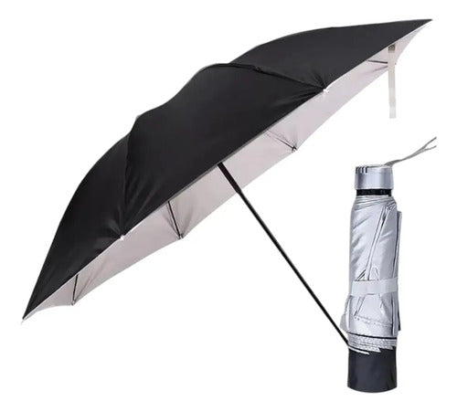 Mini Paraguas Lluvia De Bolsillo Compacto Plegable Negro Lisa
