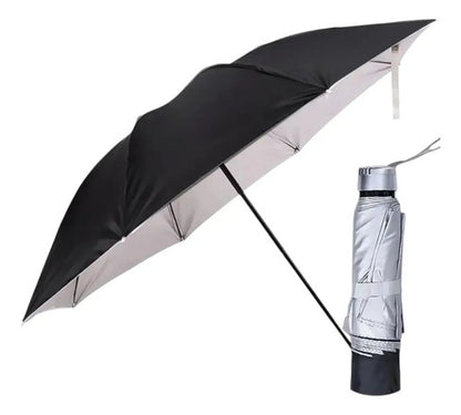 Mini Paraguas Lluvia De Bolsillo Compacto Plegable Negro Lisa