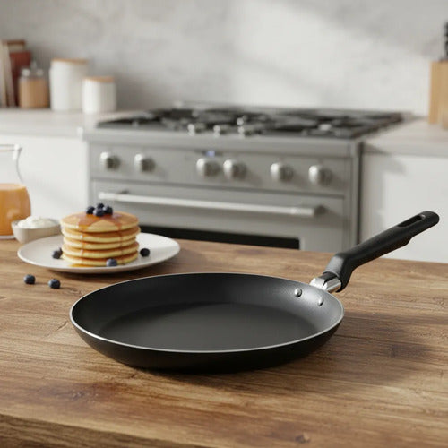Sartén Hot Cake Antiadherente Mango Térmico Panqueques 22cm Negro
